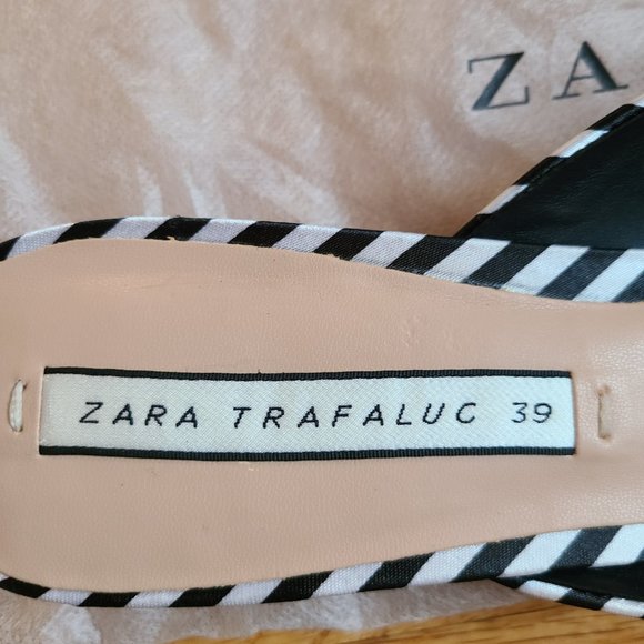 Zara Black and White Mule with Beaded Detail size 39/ 8 US - Picture 3 of 5